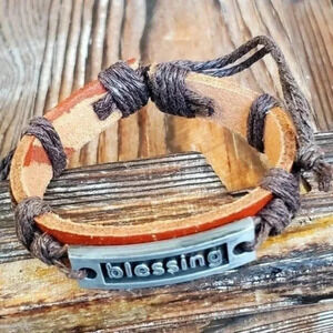 Blessing Positive Affirmation Leather Bracelet Handmade
